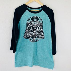 Star Wars sugar skull Darth Vader raglan tee xlarg